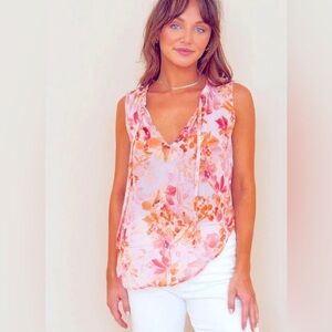 Bella Dahl Fiesta Floral Tank Top | Sleeveless Blouse | Soft Lightweight Tee
